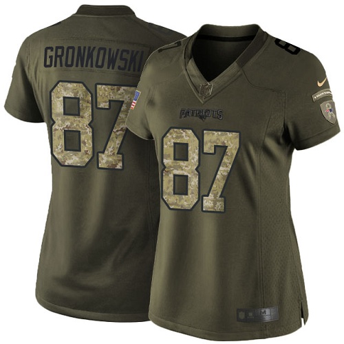 Nike Patriots #87 Rob Gronkowski Green Women's Stitched NFL Limited 2015 Salute to Service Jersey